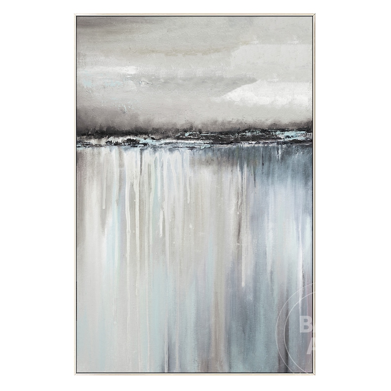 Abstract Painting Framed Wall Art Gray Teal Abstract Art on Etsy