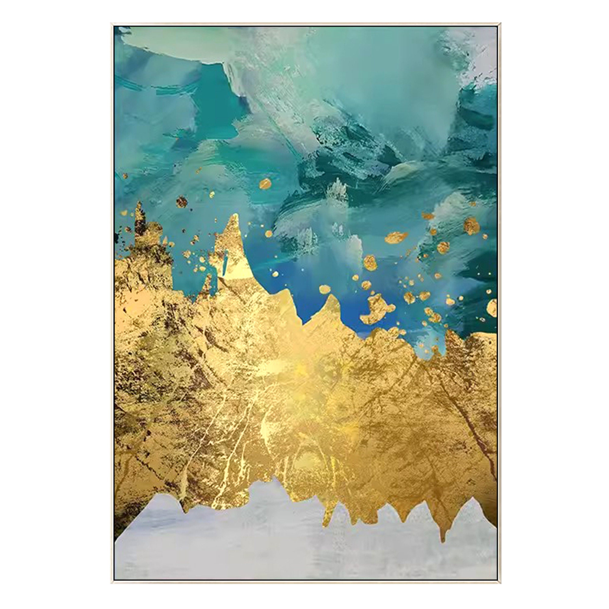 Dipinto a mano blu arancione astratto pittura rilievo - Dipinti Moderni