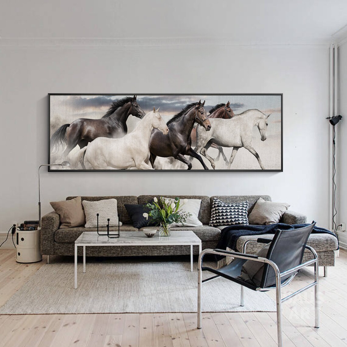 Black White Horse Abstract Horses Canvas Wall Art Prints Wild Horses ...