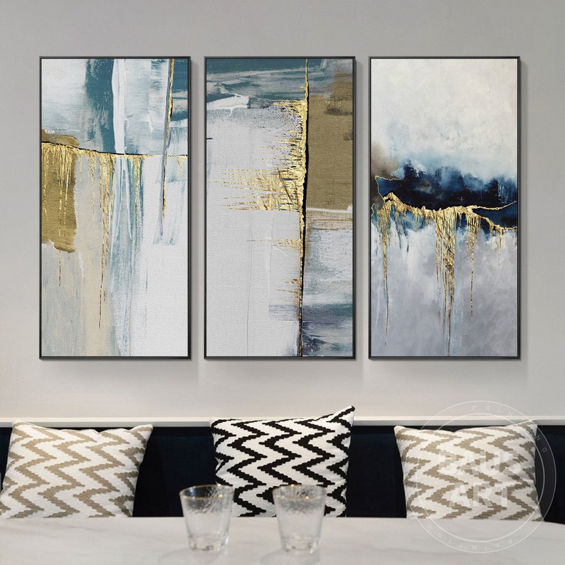 Large Wall Art Abstract Print Framed Wall Art Set of 3 Prints Etsy