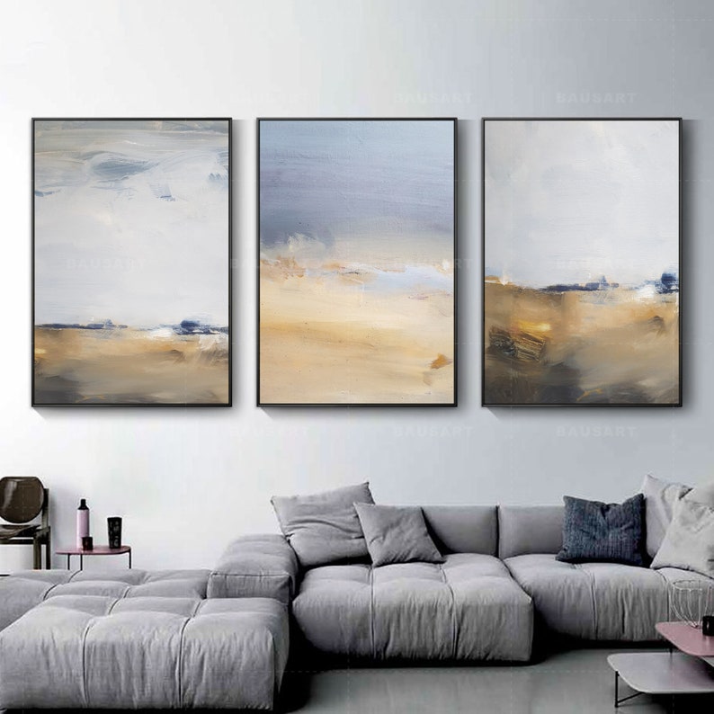 Framed Wall Art Set of 3 Prints Abstract Painting 3 Pieces Etsy