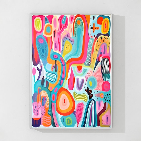 青とピンクの抽象画 キャンバスアート ピンク、白、青の色合いの抽象画キャンバスウォールアート、ソフト