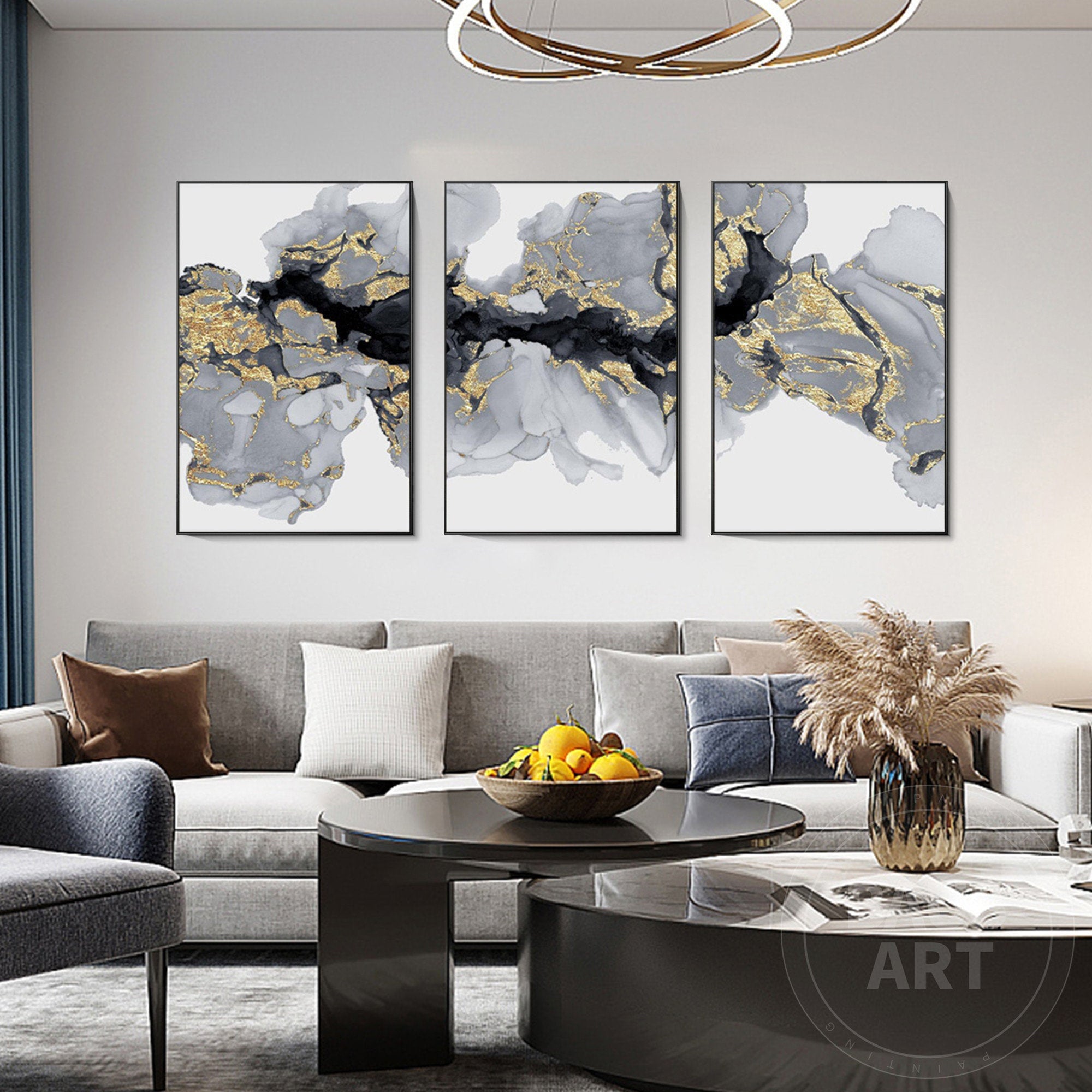 Abstract Print Framed Wall Art Set of 3 Prints Abstract Modern Etsy