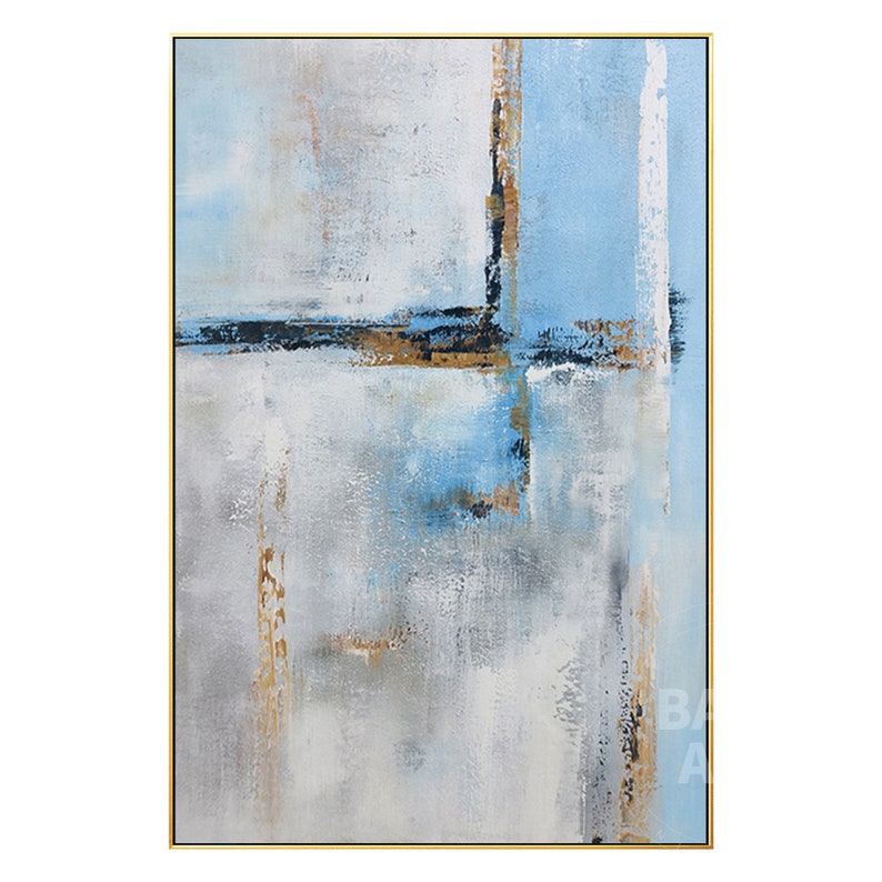 Abstract Blue Wall Art Painting on Canvas Boho Wall Decor Etsy