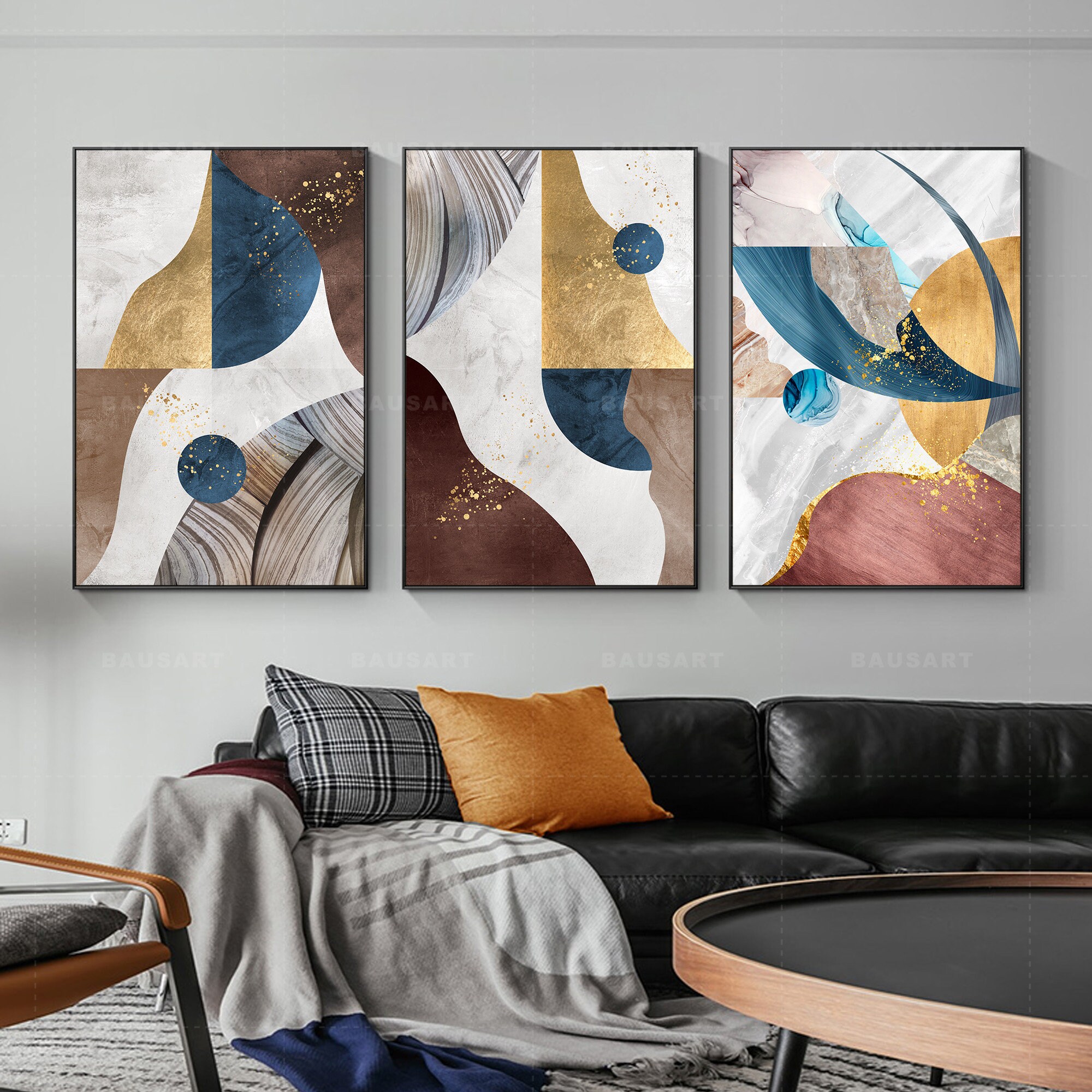 Abstract Painting Print Framed Wall Art Set of 3 Prints Etsy