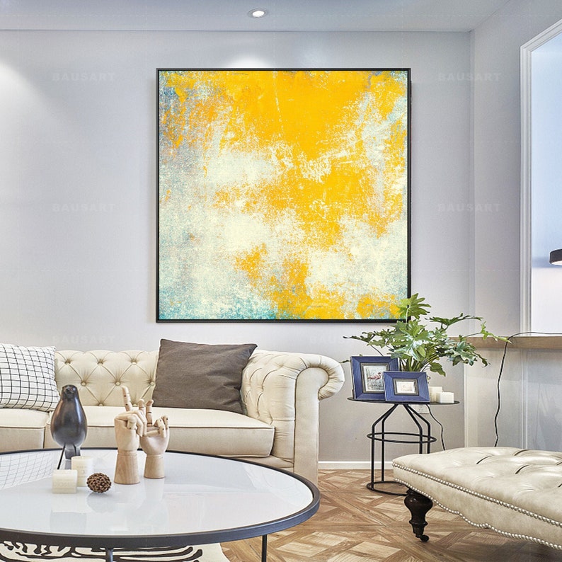 Yellow Abstract Art Print Framed Wall Art Modern Abstract Etsy