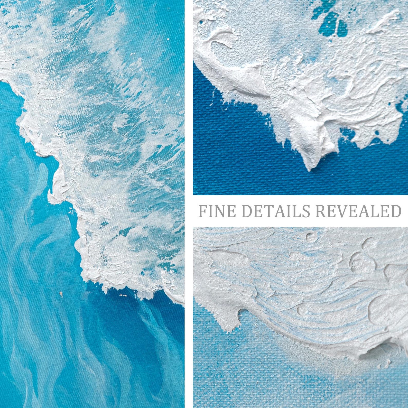 Abstract Blue Ocean Wave Wall Art Textured Painting Teal Canvas Art ...