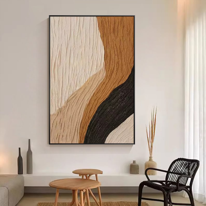 Wabisabi Wall Art Black Brown Abstract Wall Art Minimalist Large Boho ...