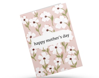 Soft Floral Mother’s Day Card | Hand-Painted Look | Blank Inside | Sweet and Simple Greeting Card for Mom
