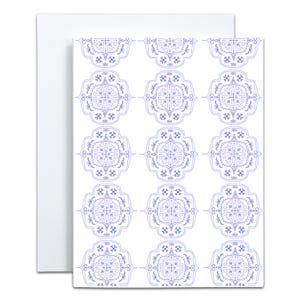 Carte de voeux élégante à motif de carreaux bleus - Vierge à l'intérieur | de voeux grecque de tuiles | Carte d'anniversaire au design assez unique | Carte de remerciement