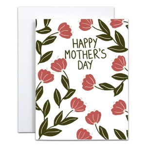 Carte de voeux florale pour la fête des mères | illustrée à la main pour maman | Blanc à l'intérieur | Cadeau attentionné pour la Fête des Mères