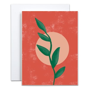 Plante en rouge - Vierge à l'intérieur | Carte pour amoureux des plantes | Art amateur de plantes | Dame aux plantes | Jolie carte d'anniversaire | Anniversaire féminin