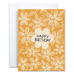 Yellow Flowers Happy Birthday Card - Blank Inside | Florals Birthday Card | Daughter Birthday Card | Son Birthday Card | Girlfriend Birthday
