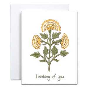 Je pense à vous souci - Blank Inside | Carte de voeux de sympathie |  carte d'anniversaire florale | Carte de voeux fabriquée au Canada | carte de rétablissement