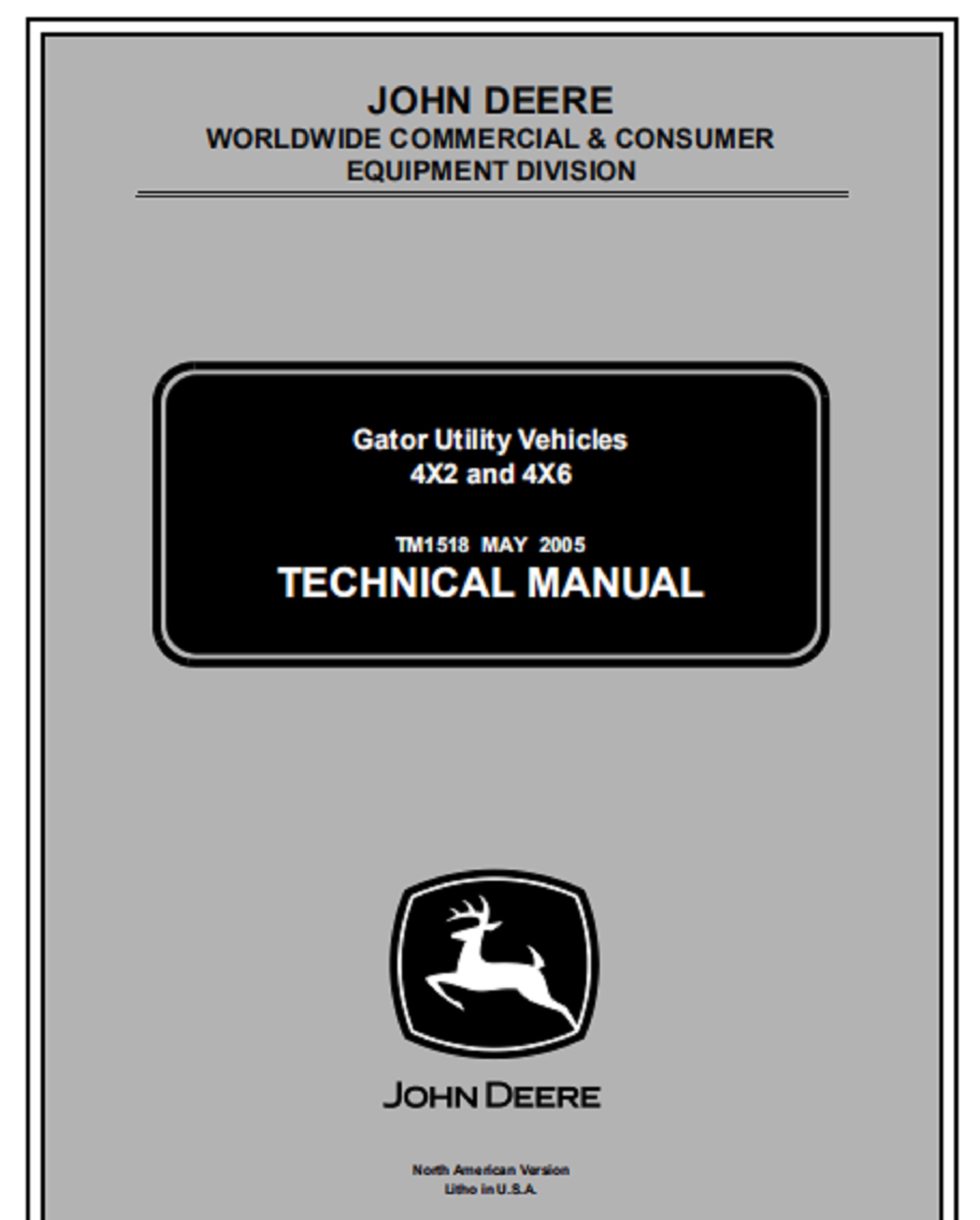 John Deere Gator 6x4 4x2 Gas Service Repair Technical Manual Etsy