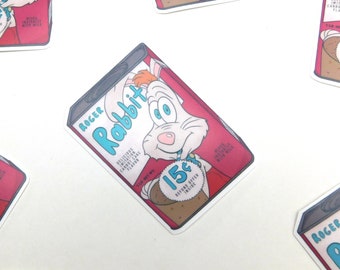 Roger Rabbit Quick Chocolate Milk - Laminated Stickers - 2.75 x 1.9" Inches