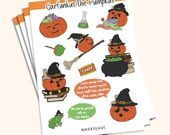 Garfunks the Pumpkus Sticker Sheet - Halloween Stickers - Matte Sticker Sheet for Journaling - October - Autumn