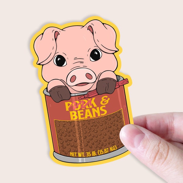 Pork & Beans Funny Piglet Sticker - Laminated Sticker - Pigs - Animals - Piggy - Kawaii Cute - Vegetarian / Vegan Stickers