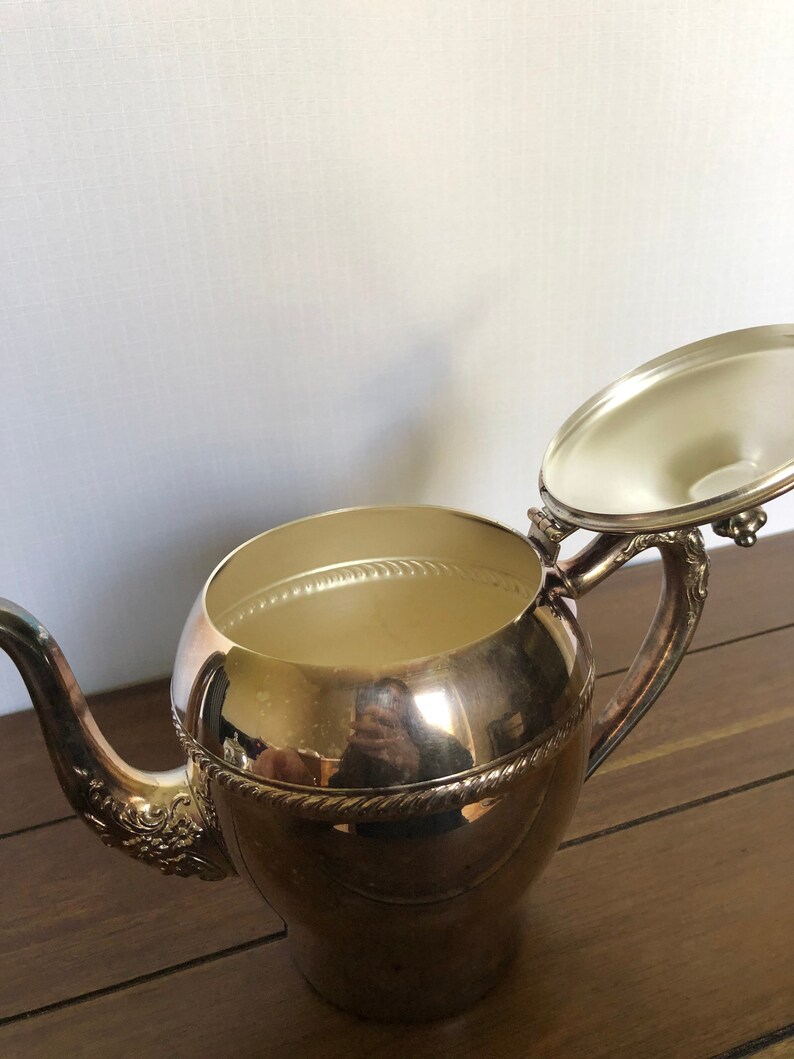 Silver on copper teapot. Vintage teapot. Etsy