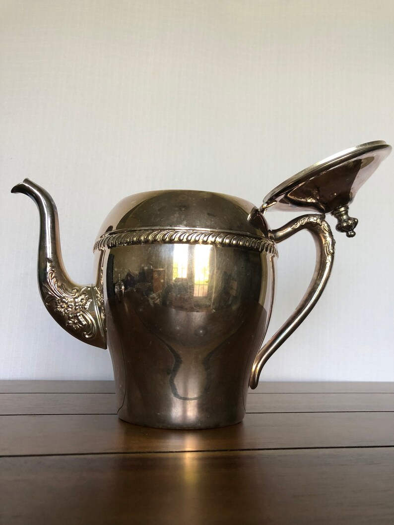 Silver on copper teapot. Vintage teapot. Etsy