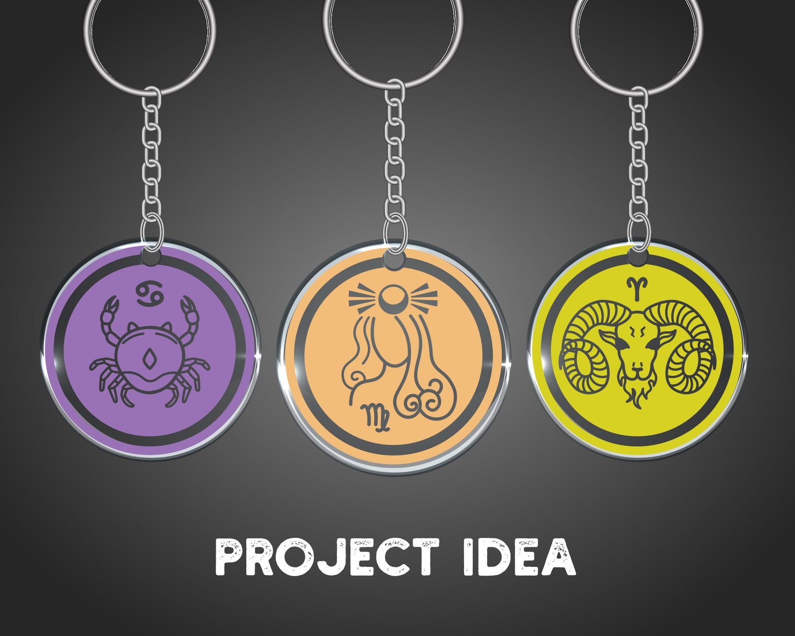 12 Zodiac Svg Zodiac Keychain SVG Round Keychain Pattern Etsy