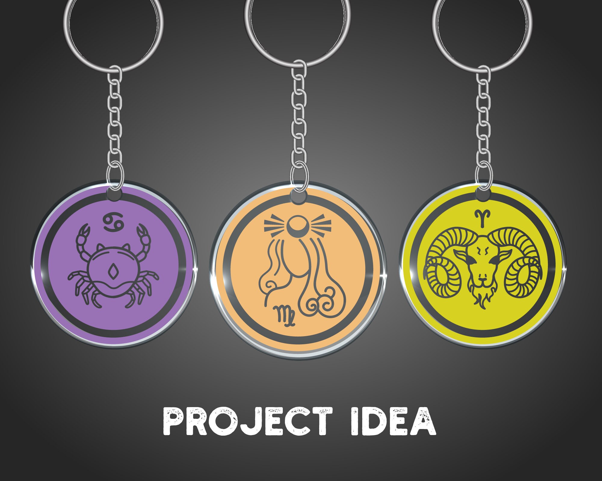 12 Zodiac Svg Zodiac Keychain SVG Round Keychain Pattern Etsy