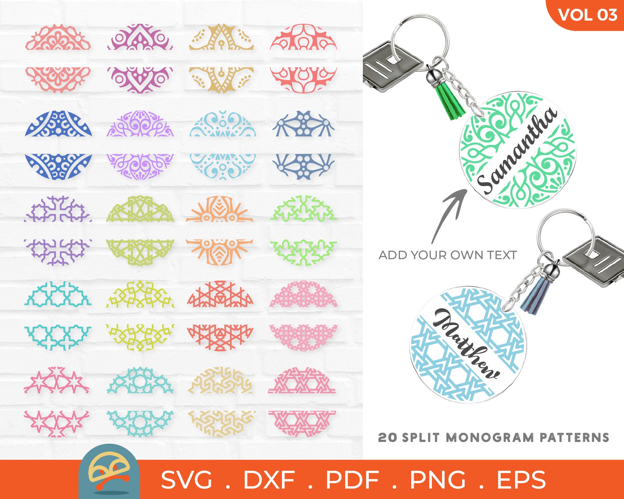 Download 20 Geometric Split Monogram Keychain SVG Vol 03 Keychain ...