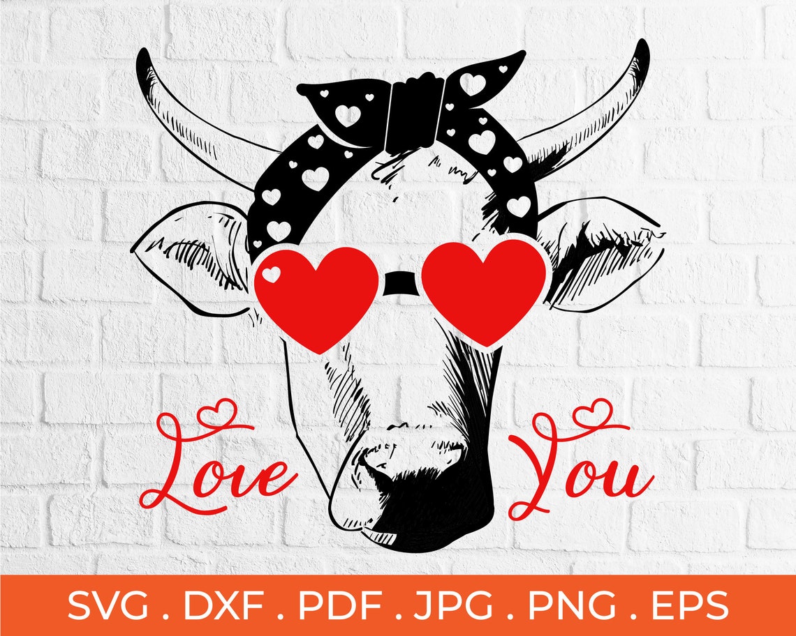 Valentine cow svg Cow SVG for Girls Farm Valentine Cow Cut | Etsy