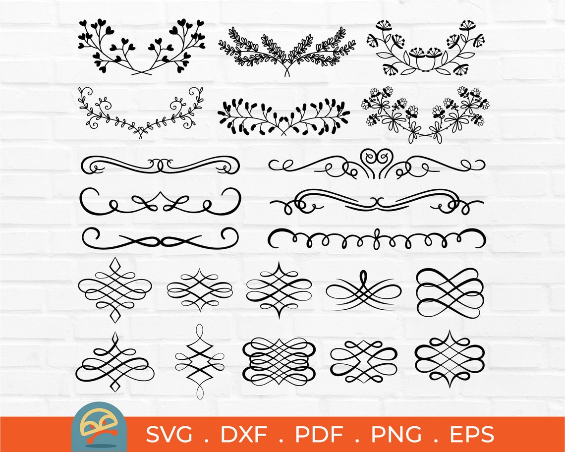 120 Decorative Elements SVG Ornaments svg Flourishes SVG Etsy