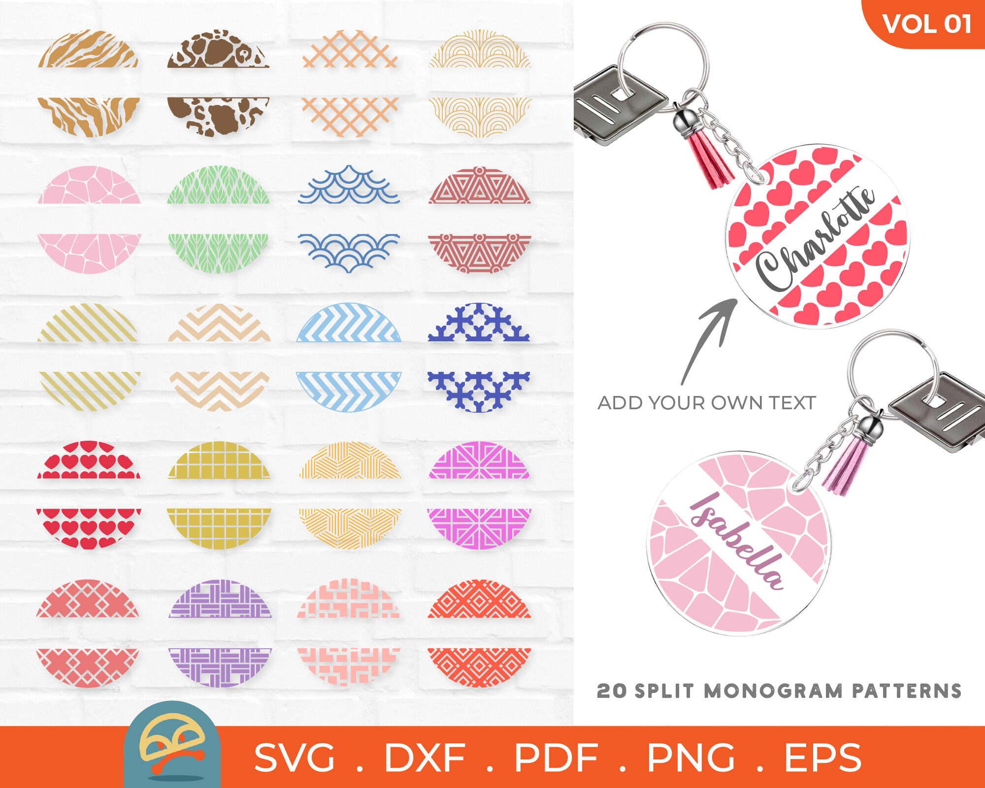Download 20 Keychain Split Monogram SVG Vol 01 Keychain Pattern svg | Etsy