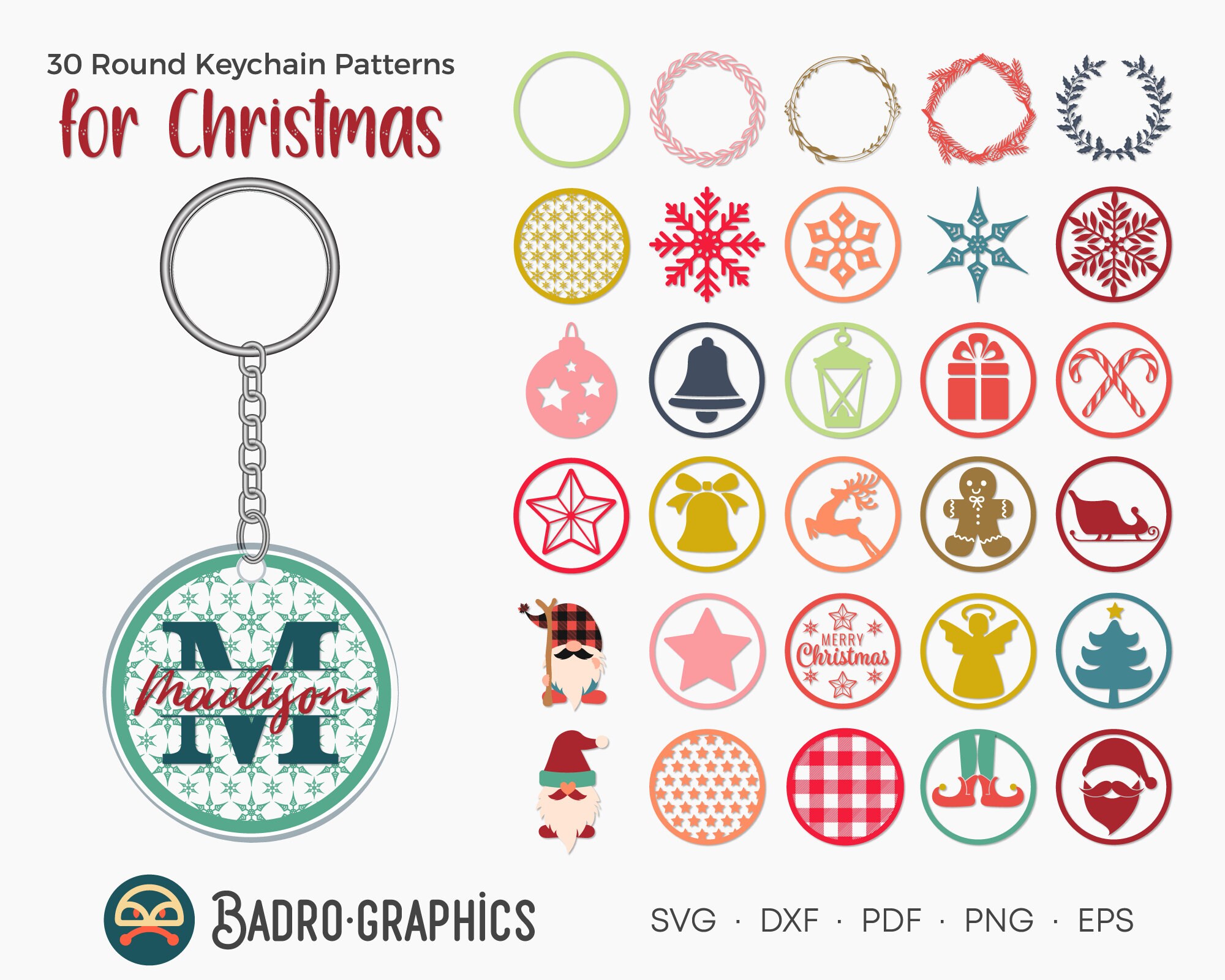 30 Christmas Keychain SVG Christmas Svg Keychain Svg Etsy