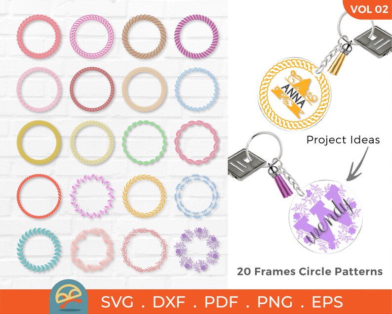 20 Circle Frame Svg Keychain Pattern Svg Circle Patterns Etsy