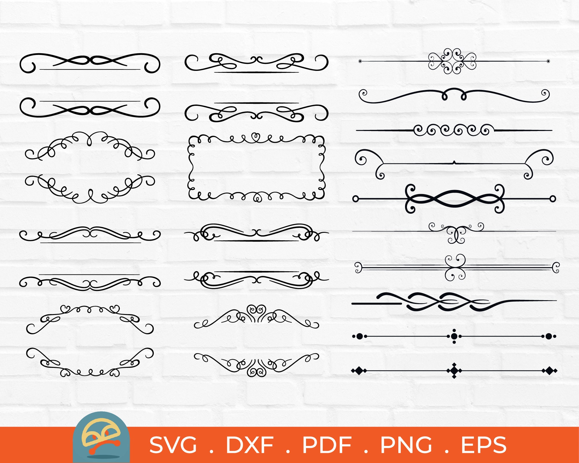 120 Decorative Elements SVG Ornaments svg Flourishes SVG Etsy