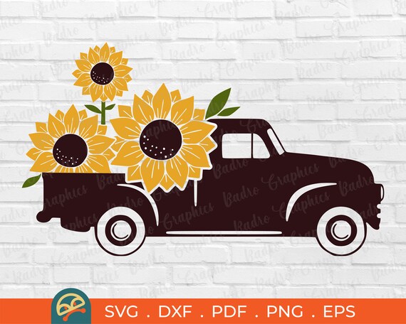 Sunflower Truck SVG Vintage Truck svg Flower Truck svg | Etsy