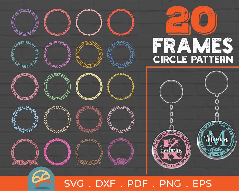 20 Circle Frame Svg Keychain Pattern Svg Circle Patterns Etsy