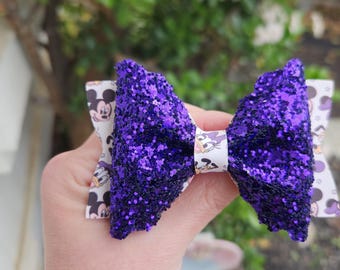 Mickey & Friends Dark Purple Bow/ Glitter Bow/ Nana style bow