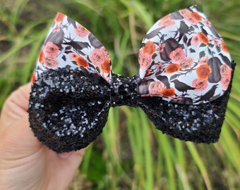 Crows-Pumpkin-Floral Bow/Halloween/Fall bow/Colleen Bow