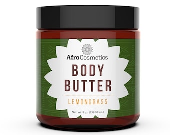 Whipped Shea Butter  Lemongrass Scent, Organic Body Butter, Body lotion, Moisturizer For Hair, Face and Body 8 oz Size