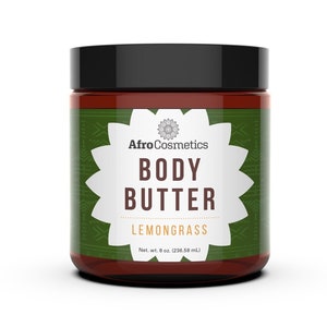 Whipped Shea Butter  Lemongrass Scent, Organic Body Butter, Body lotion, Moisturizer For Hair, Face and Body 8 oz Size