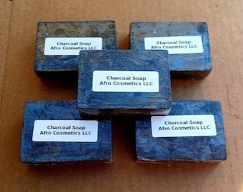 CHARCOAL SOAP With Shea Butter, Black Soap, All Natural Organic Vegan For Face Deep Cleanse