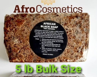 Raw African Black Soap 5 lb - 100% Pure Natural Organic Unrefined From Ghana For Body Skin Face Hair Shampoo Bulk Wholesale