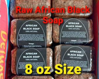 Raw African Black Soap Bar 8 oz Bar From Ghana