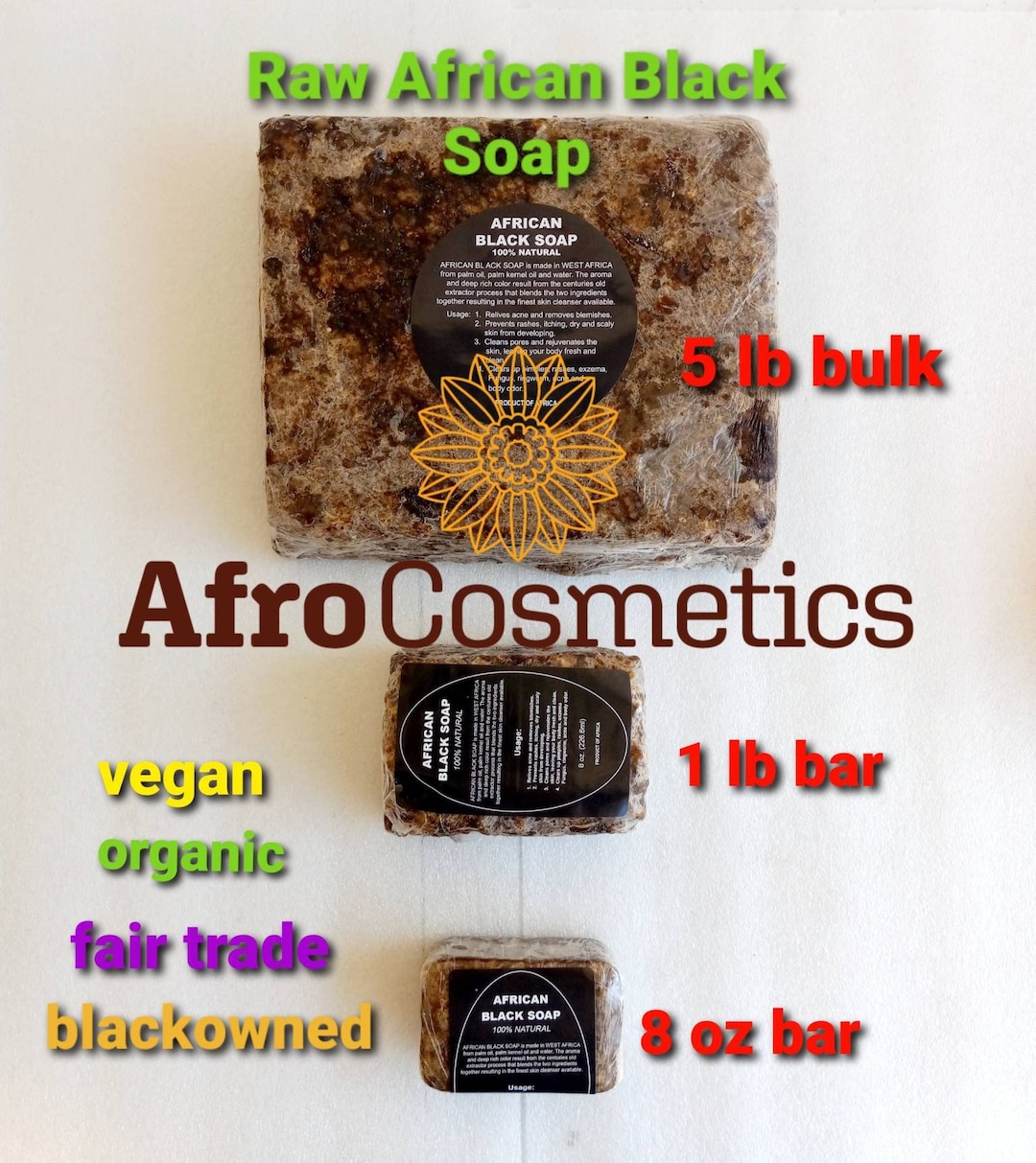 Raw African Black Soap Bar, 100% Pure Natural Organic Unrefined From ...