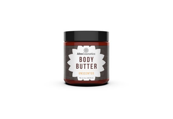 Whipped Shea Butter Unscented, Organic Body Butter, Body lotion, Moisturizer For Hair, Face, Body 8 oz Size