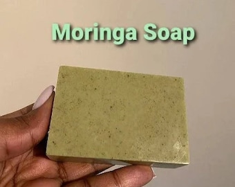 Savon au Moringa à l'huile de vitamine E et au beurre de karité, savon hydratant pour tous types de peau, corps et visage