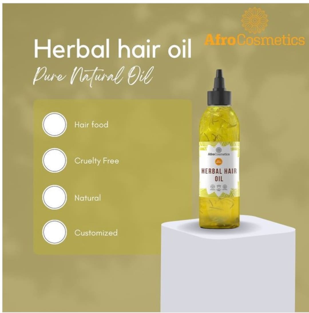 Herbal Hair Growth Oil With Chebe Powder and Black Castor Oil, 100