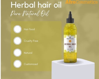 Herbal Hair Growth Oil With Chebe Powder And Black Castor Oil, 100% Natural Organic Hair Oil 8 oz