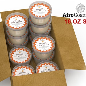 Raw African Shea Butter 16 oz Containers Bulk Wholesale, 100% Pure Natural Organic Unrefined Moisturizer For Face, Body, Hair and Soap.