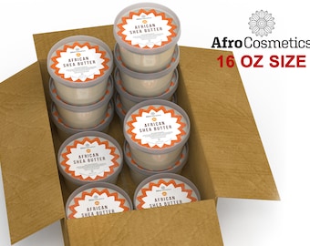 Raw African Shea Butter 16 oz Containers Bulk Wholesale, 100% Pure Natural Organic Unrefined Moisturizer For Face, Body, Hair and Soap.