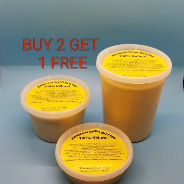 Raw African Shea Butter, 100% Natural  Organic Moisturizer For Skin, Face, Body And Hair  BUY 2 GET 1 FREE